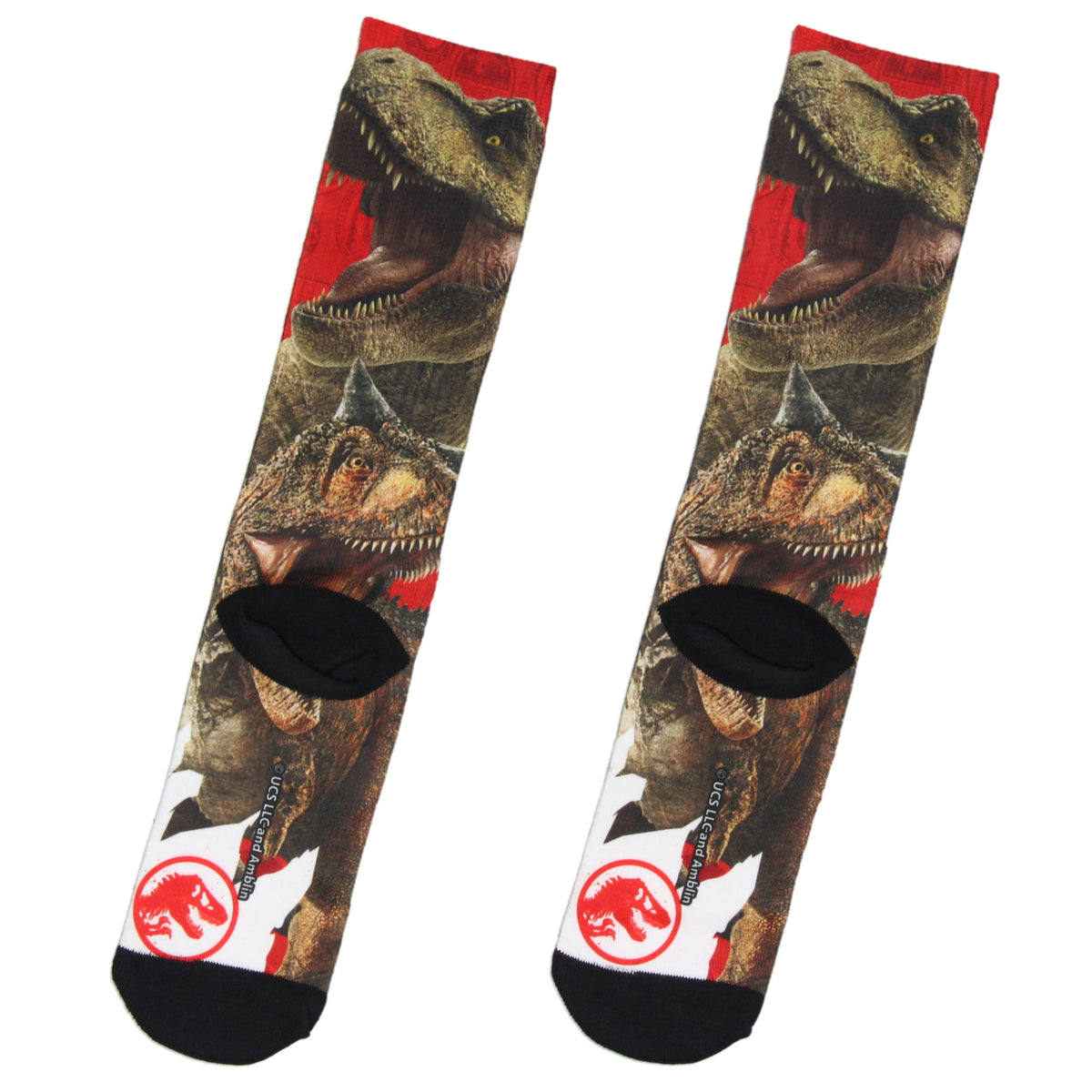 Jurassic World Mens' Indominus Rex Sublimated Adult Crew Socks (Sock Size 10-13)