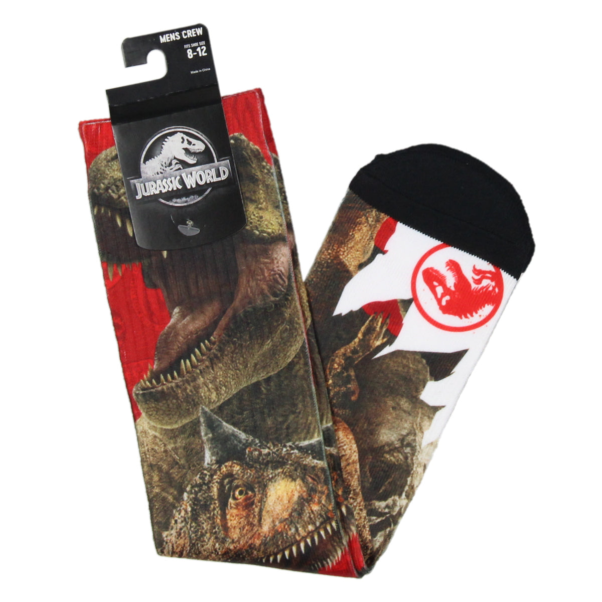 Jurassic World Mens' Indominus Rex Sublimated Adult Crew Socks (Sock Size 10-13)