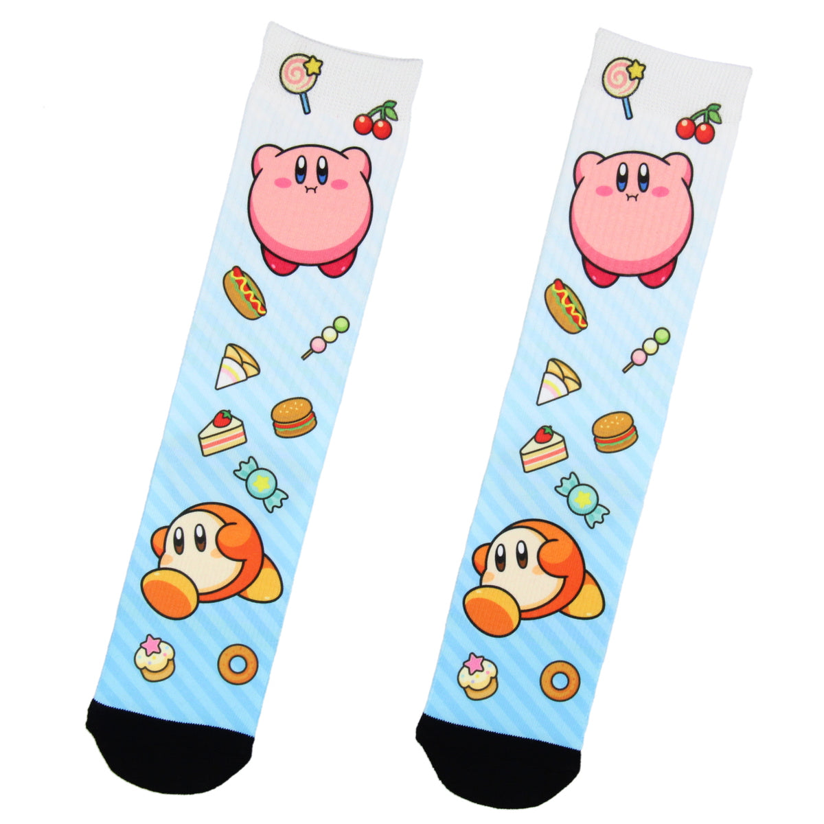 Kirby Loves To Eat Gaming Design Sublimation Crew Socks