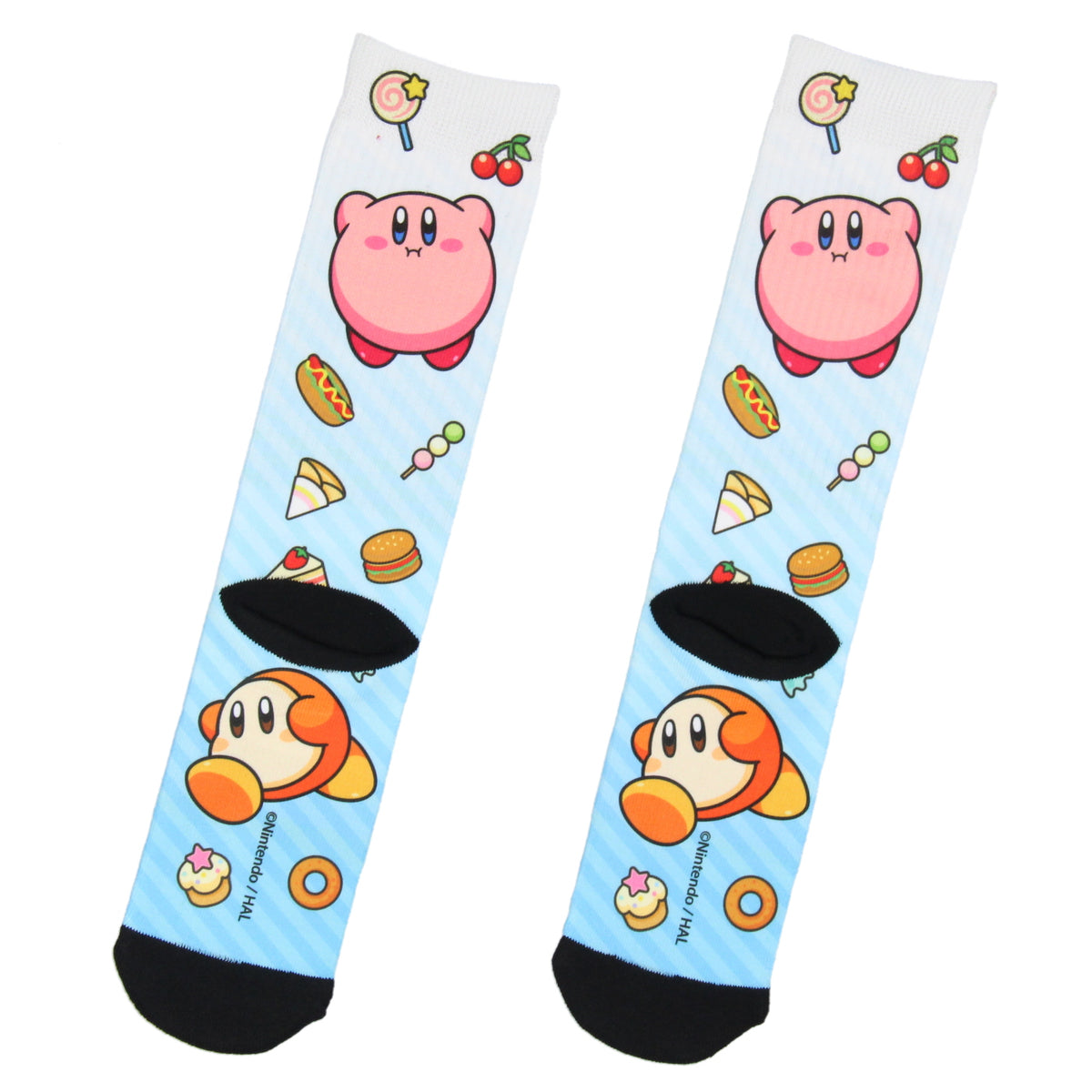 Kirby Loves To Eat Gaming Design Sublimation Crew Socks