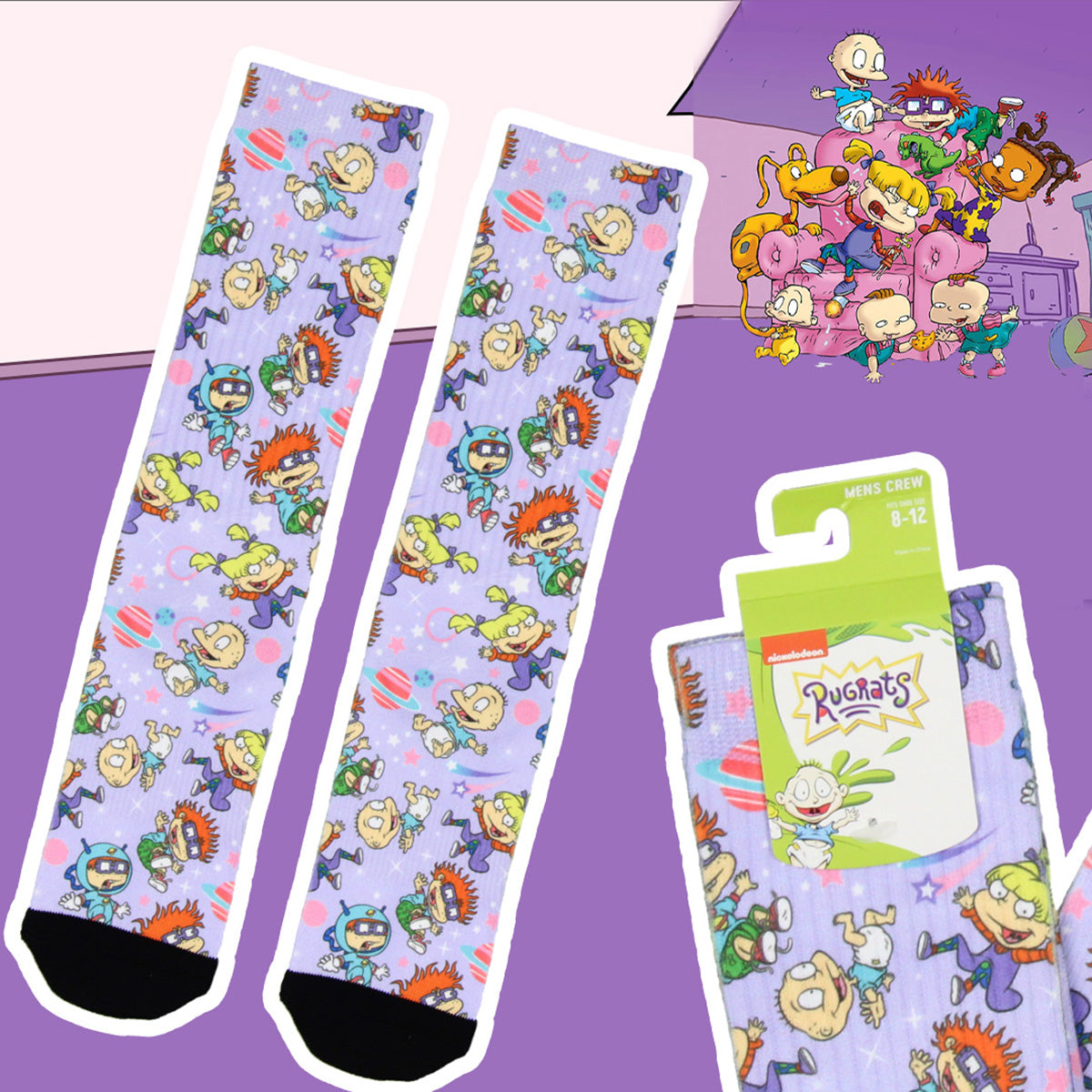Rugrats Chibi Character Design Sublimation Crew Socks For Men Women