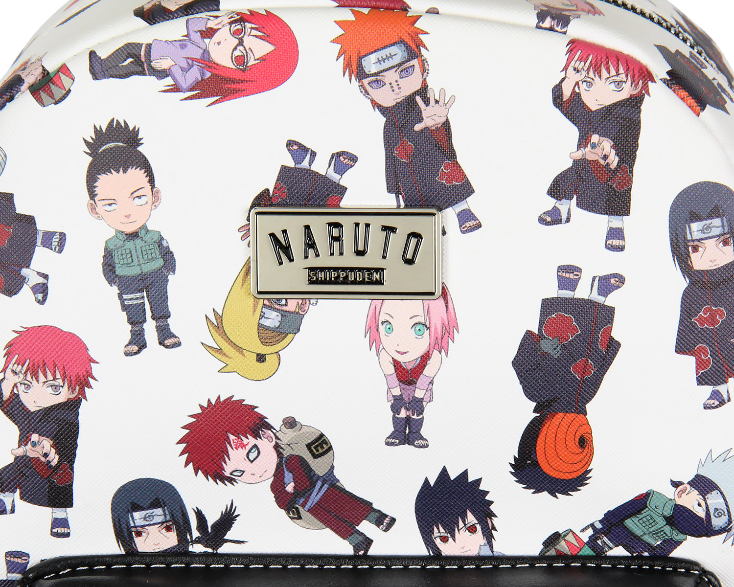 Naruto Shippuden Allover Chibi Character Faux Leather Mini Backpack Tote Bag 12"