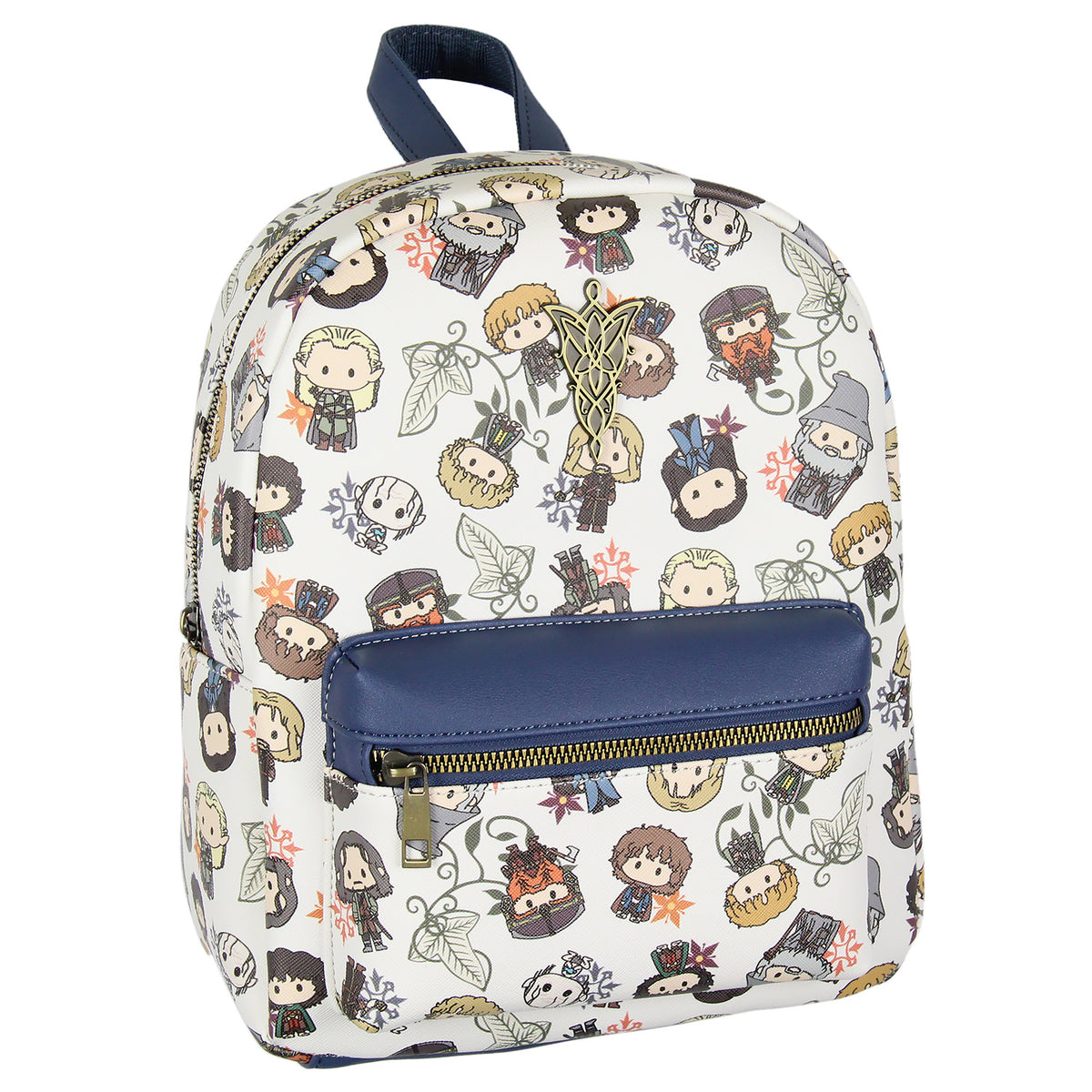 The Lord Of The Rings Allover Chibi Character Pattern Faux Leather Mini Backpack 12"
