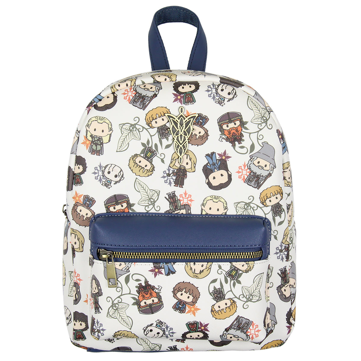 The Lord Of The Rings Allover Chibi Character Pattern Faux Leather Mini Backpack 12"