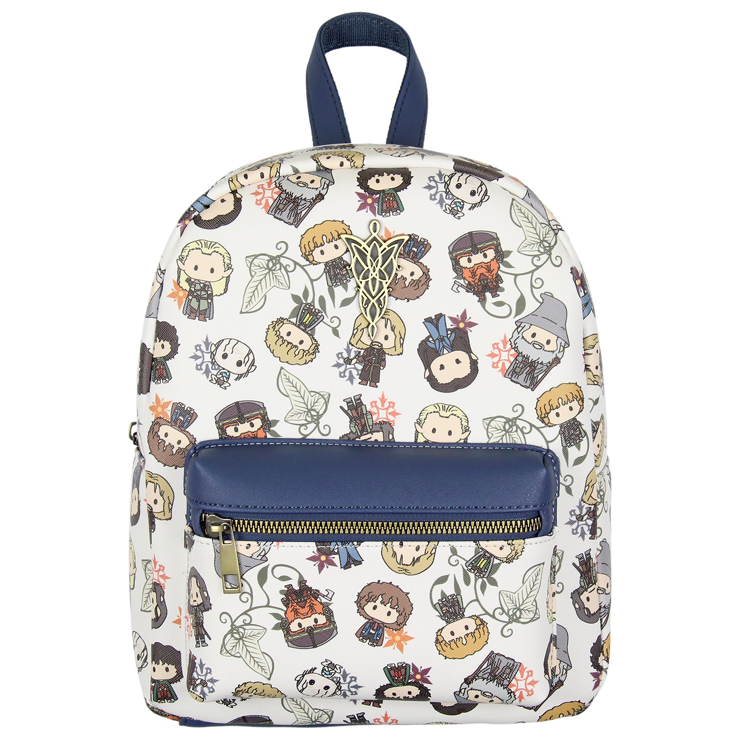 The Lord Of The Rings Allover Chibi Character Pattern Faux Leather Mini Backpack 12"