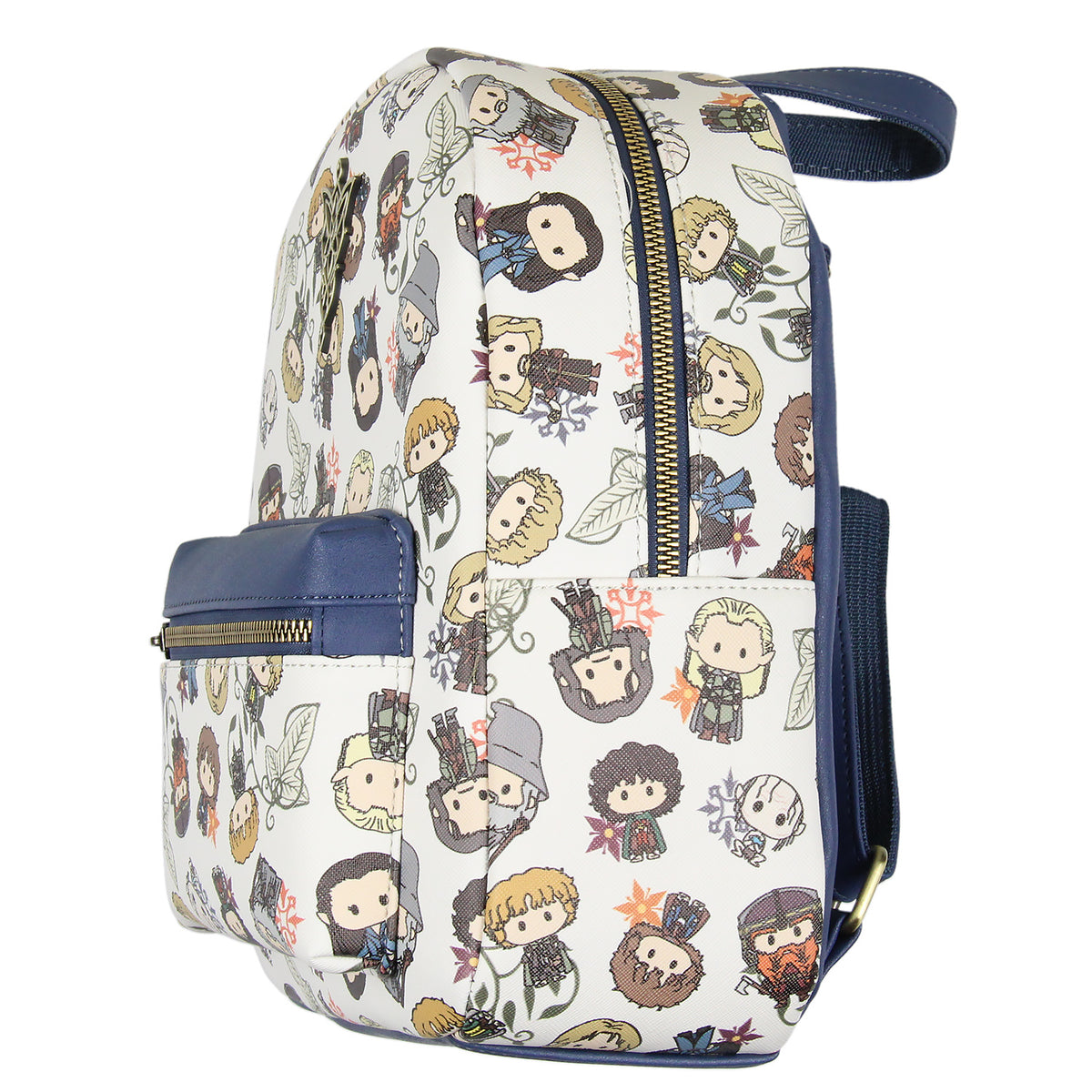 The Lord Of The Rings Allover Chibi Character Pattern Faux Leather Mini Backpack 12"