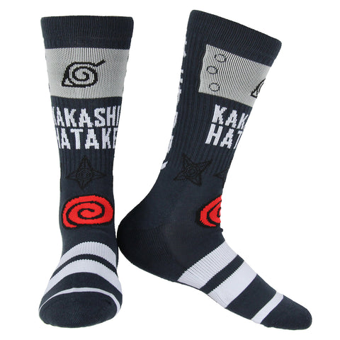 Naruto Shippuden Kakashi Hatake Hidden Leaf Village Logo Athletic Crew Socks