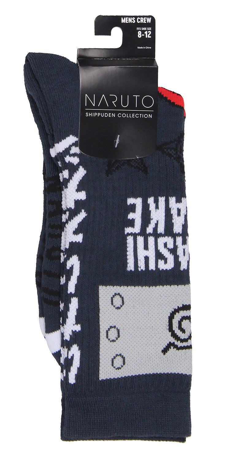 Naruto Shippuden Kakashi Hatake Hidden Leaf Village Logo Athletic Crew Socks