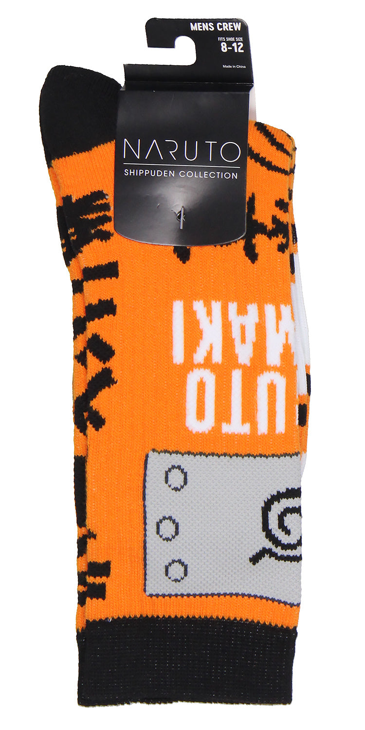 Naruto Shippuden Naruto Uzumaki Hidden Leaf Village Logo Athletic Crew Socks
