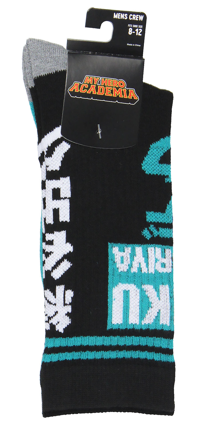 My Hero Academia Men's Izuku Deku Midoriya Mid-Calf Athletic Crew Socks