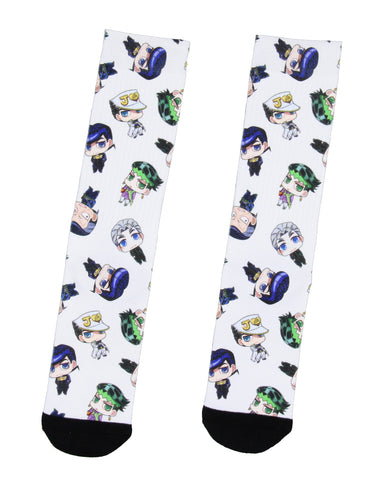 Jojo's Bizarre Adventure Mens' Chibi Character Anime Manga Sublimated Crew Socks