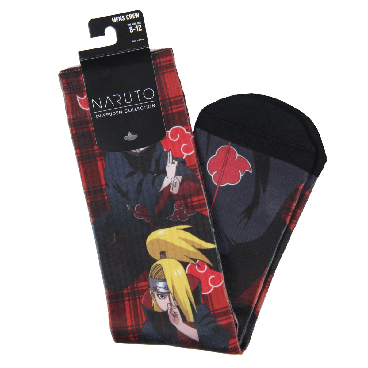 Naruto Shippuden Akatsuki Socks Anime Manga Men's Sublimated Crew Socks