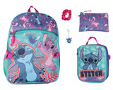 Disney Lilo & Stitch Angel 5 Pc Set Backpack Lunch Box Key Chain Pencil Case
