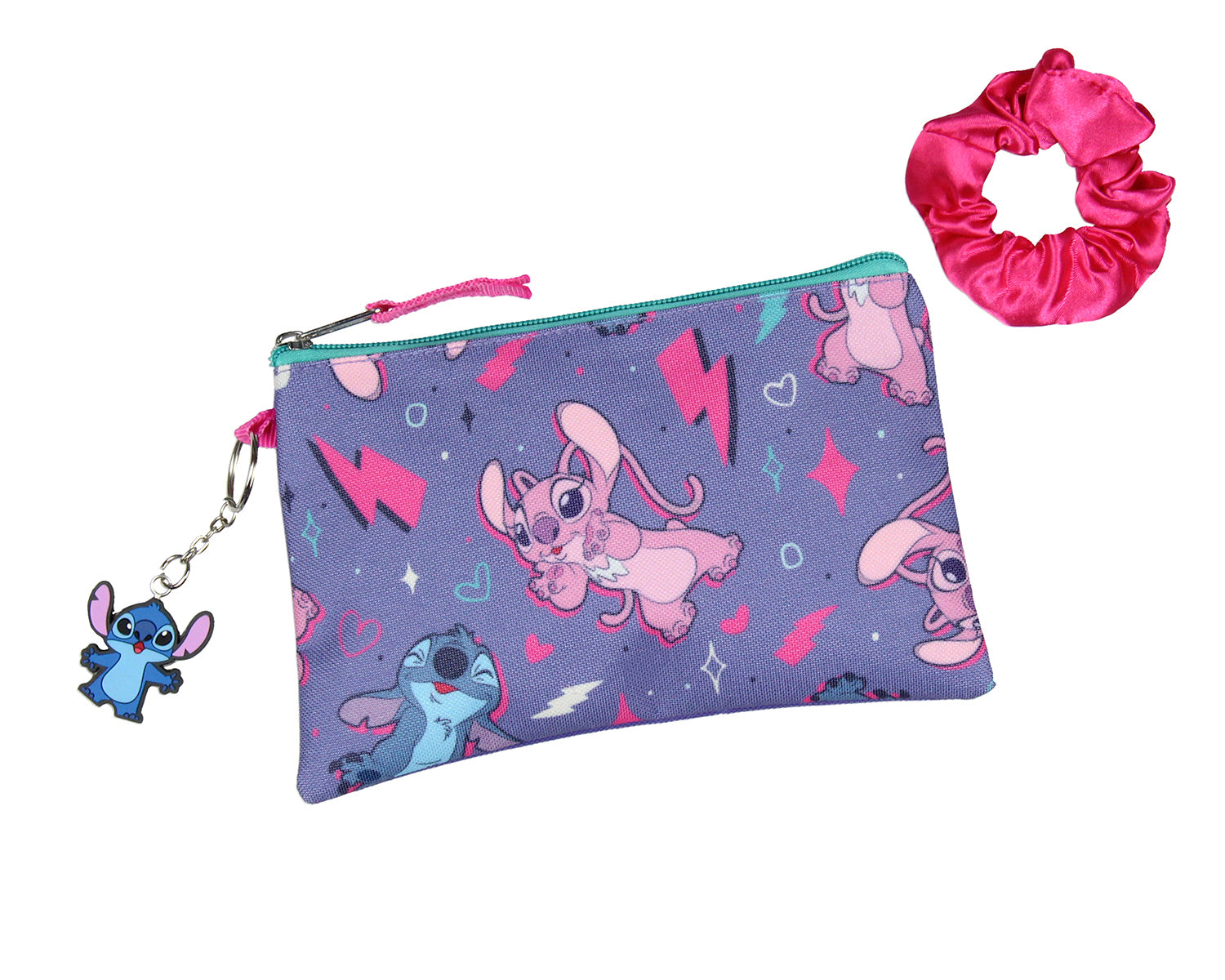 Disney Lilo & Stitch Angel 5 Pc Set Backpack Lunch Box Key Chain Pencil Case 16"