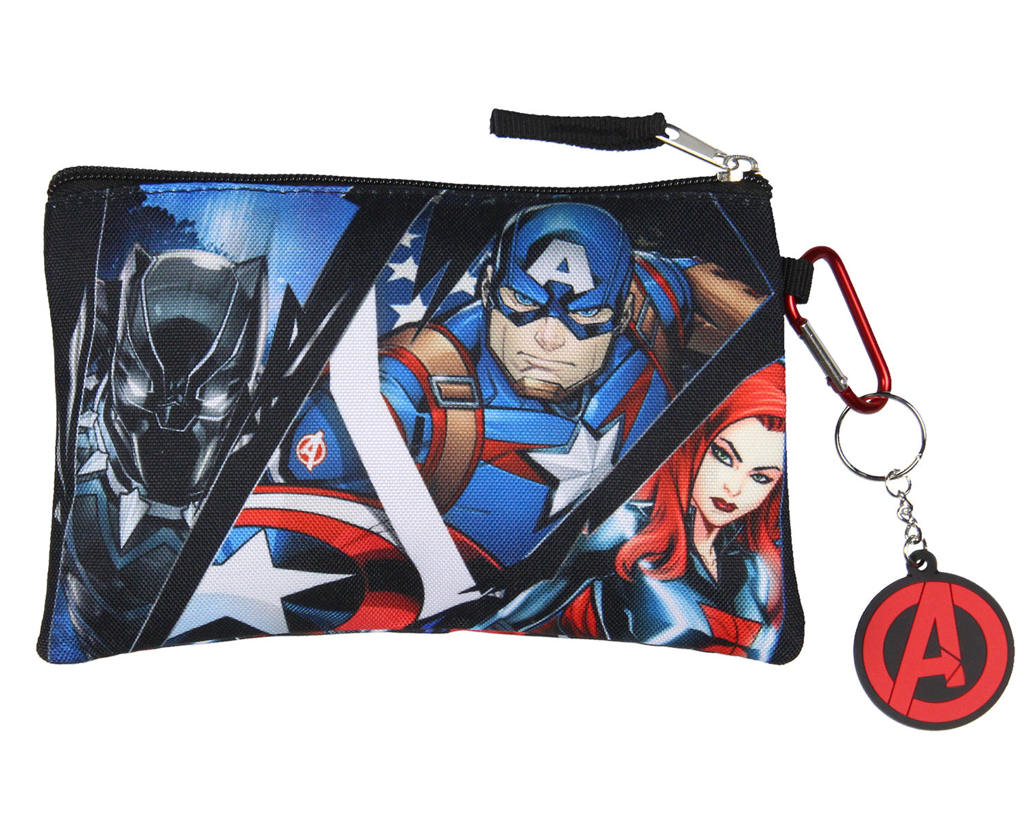 Marvel Avengers 5 Pc Kids Backpack Set Lunch Box Key Chain Pencil Case Carabiner 16"