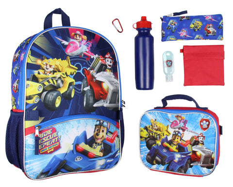Paw Patrol 16" Backpack Lunch Tote Pencil Bag Water Bottle Snack Pack 7 Pc Set
