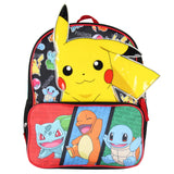 Pokemon 3D Pikachu Bulbasaur Squirtle Charmander 14" Kids School Backpack