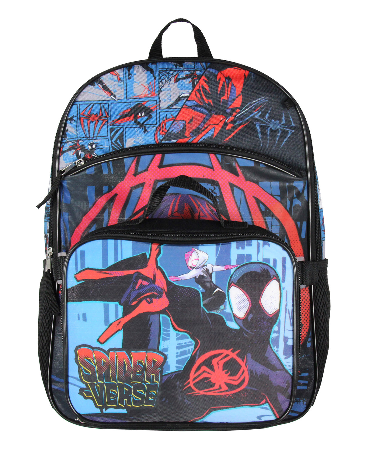 Spider-Man Miles Morales Backpack Lunch Box Key Chain Case 5 pc Set 16"