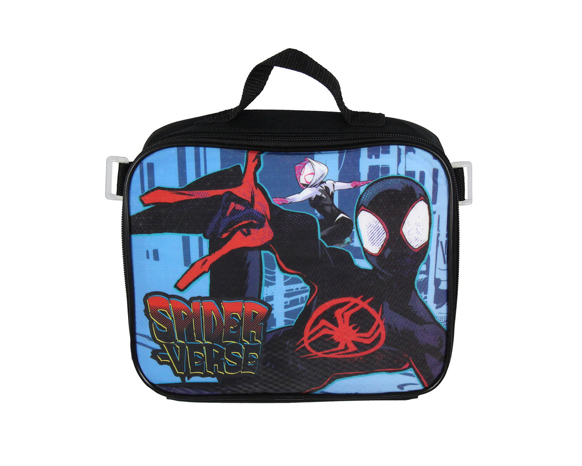 Spider-Man Miles Morales Backpack Lunch Box Key Chain Case 5 pc Set 16"