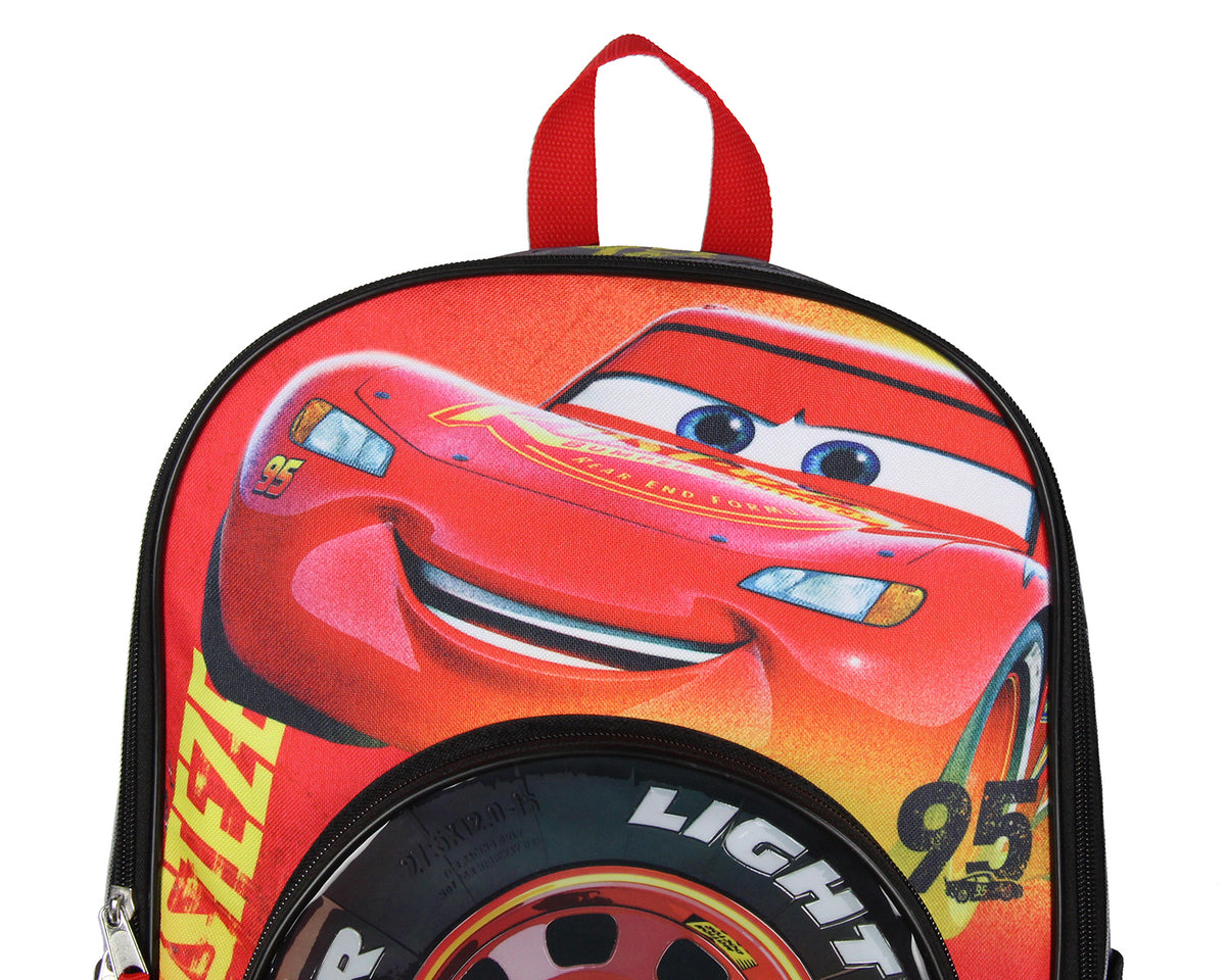 Disney Cars Lightning McQueen Backpack 3D Tire Pocket Travel School Backpack