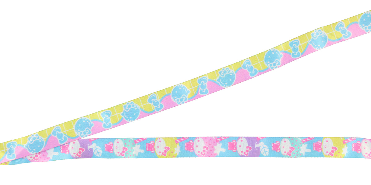 Sanrio Hello Kitty Pastel ID Badge Holder Lanyard w/ Kitty Cup Pendant
