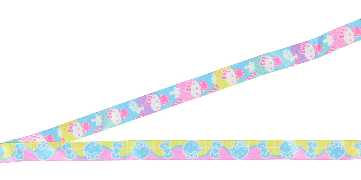 Sanrio Hello Kitty Pastel ID Badge Holder Lanyard w/ Kitty Cup Pendant
