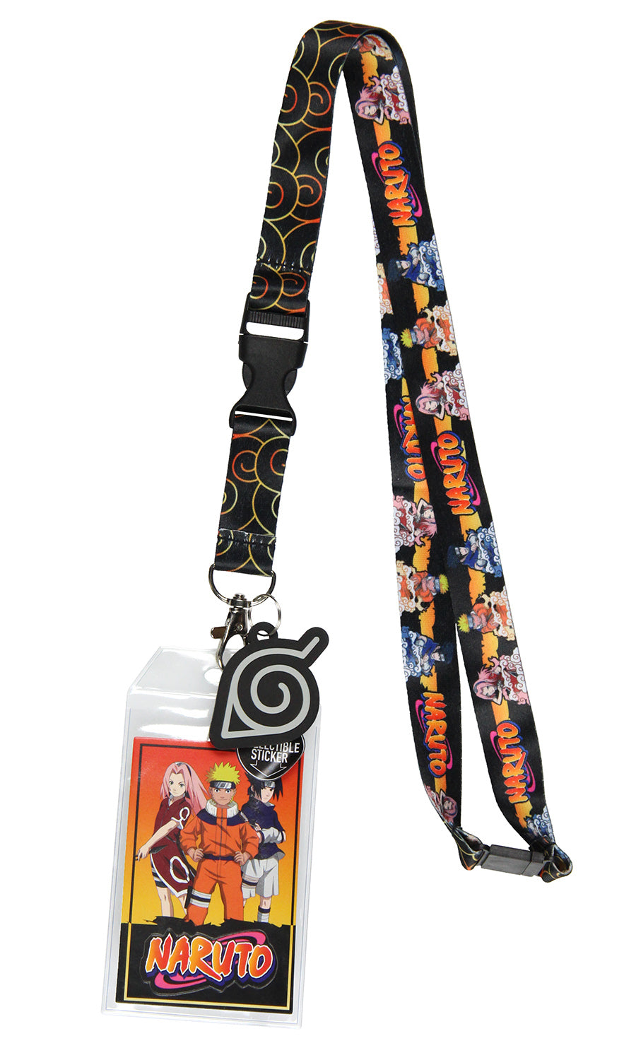 Naruto Classic ID Badge Holder Lanyard w/ Pendant And Collectible Sticker