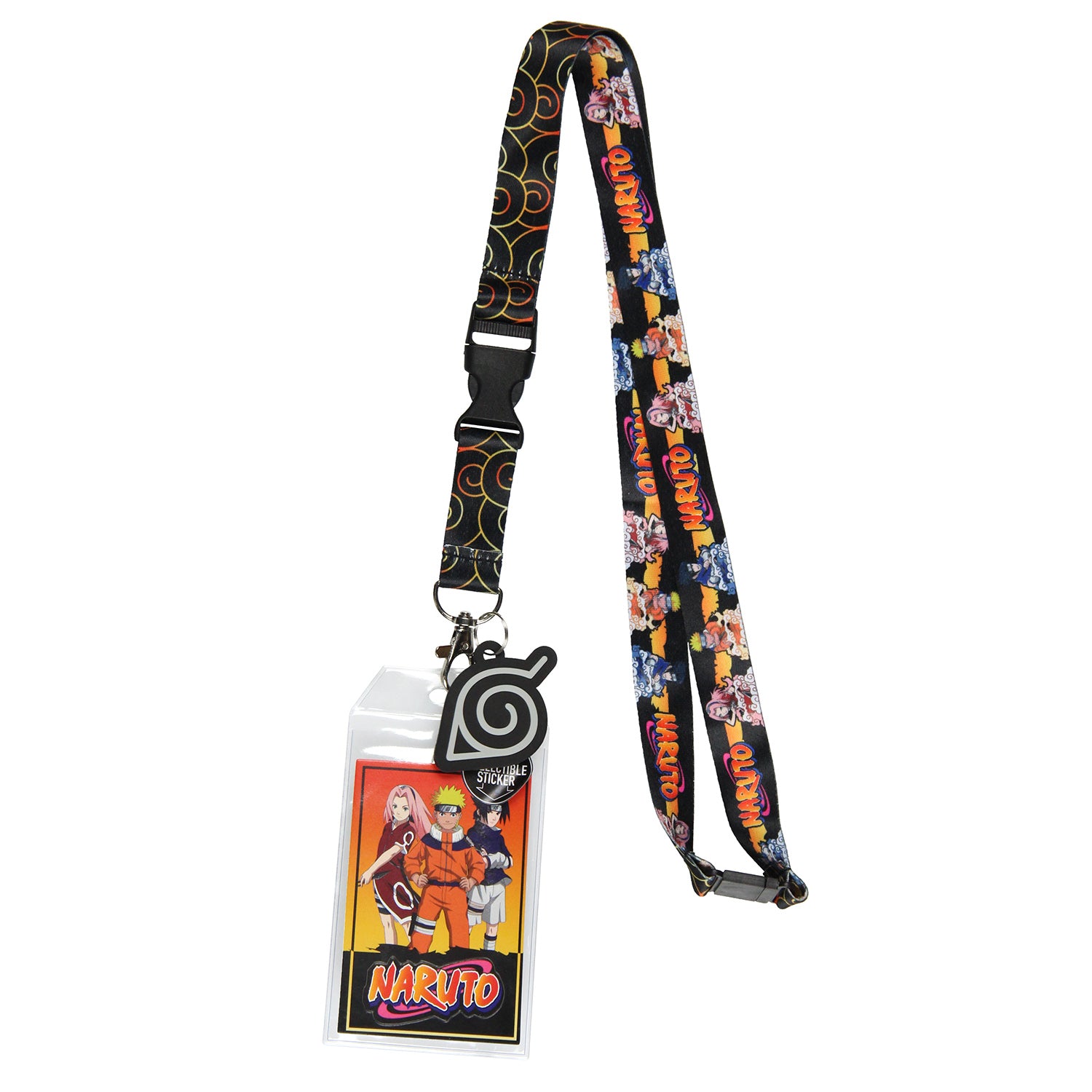 Naruto Classic ID Badge Holder Lanyard w/ Pendant And Collectible Sticker