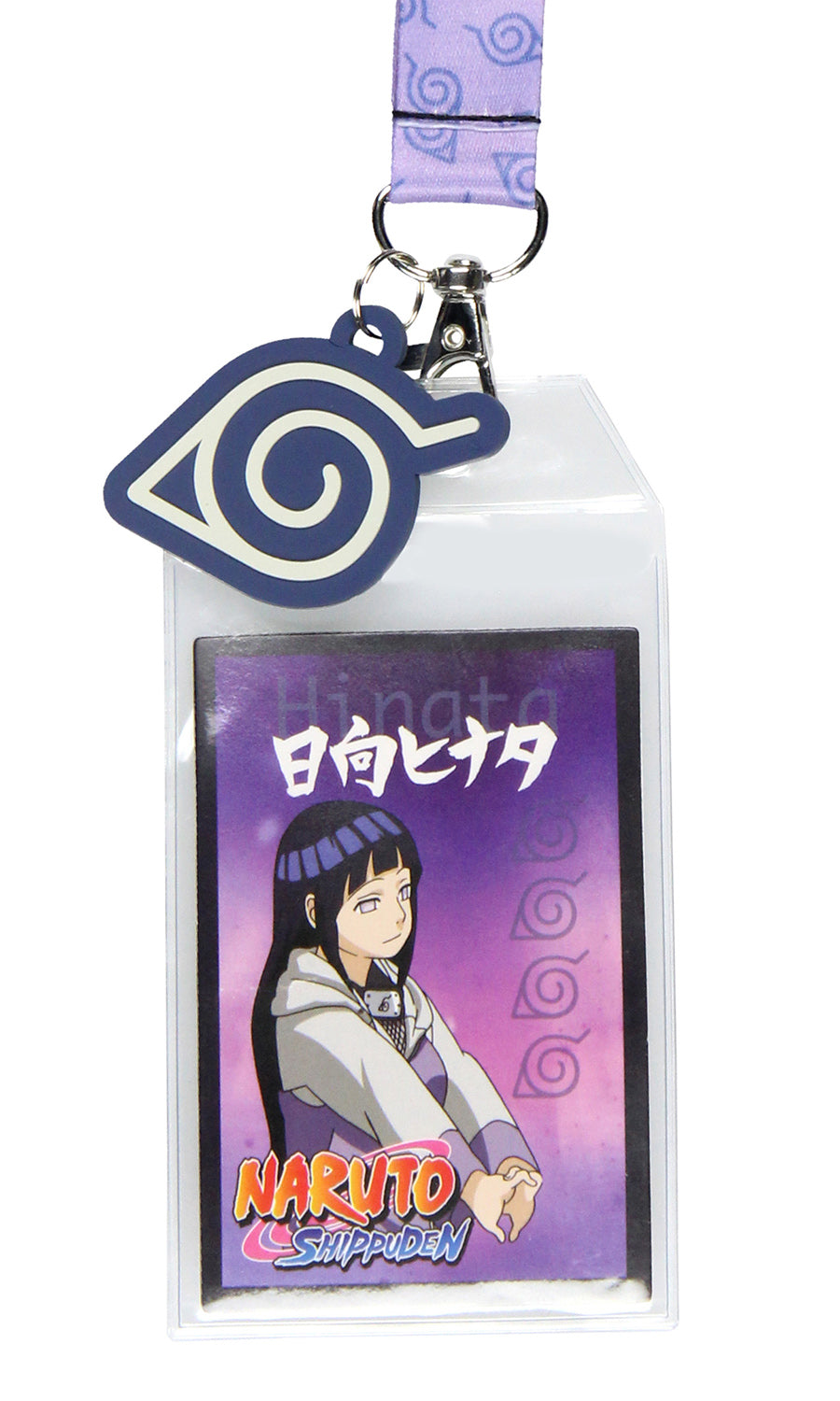 Naruto Hinata Hyuga ID Badge Holder Lanyard w/ Hidden Leaf Village Pendant