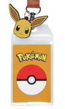 Pokemon 133 Eevee ID Badge Holder Lanyard With Rubber Charm and Break Away Clip