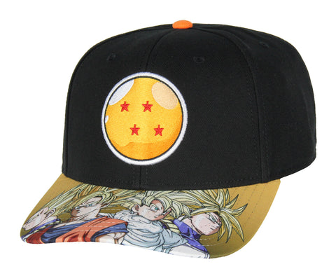 Dragon Ball Z Anime 4 Star Dragon Ball Halftone Goku Gohan Precurve Snapback Hat