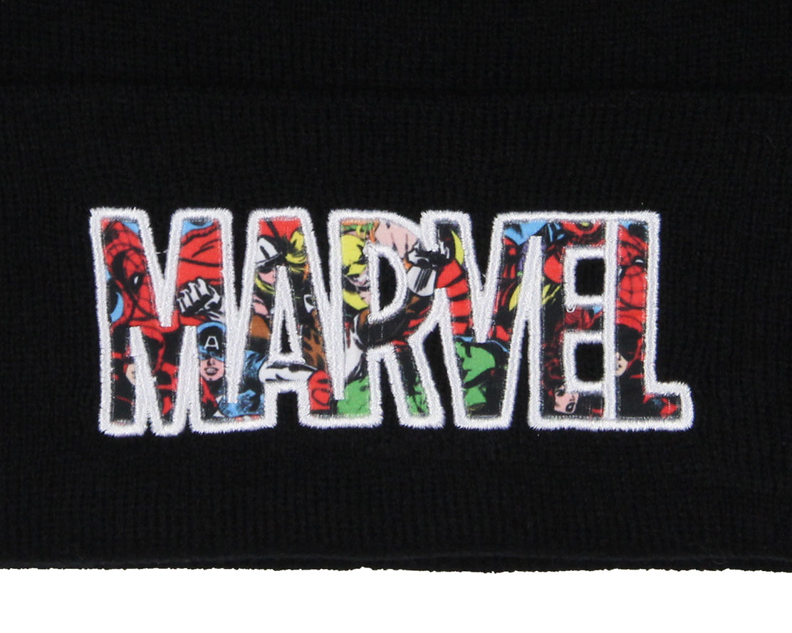 Marvel Comic Logo Beanie Embroidered Vintage Design Cuff Knit Beanie Hat Cap