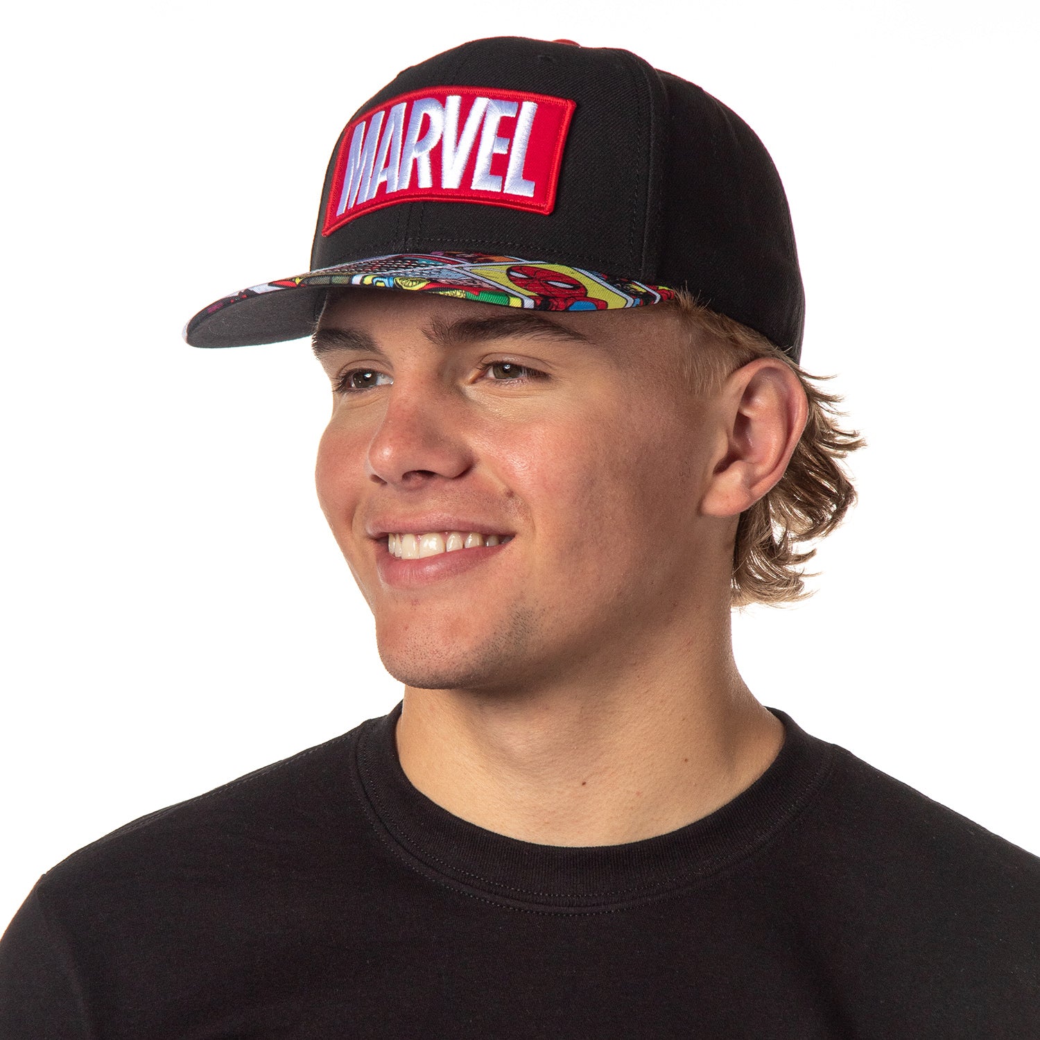 Marvel Mens' Comic Scenes Halftone Precurve Snapback Cap Hat OSFM