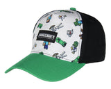 Minecraft Youth Hat Floating Mobs Creeper Skeleton Dog Chicken Snapback OSFM Cap