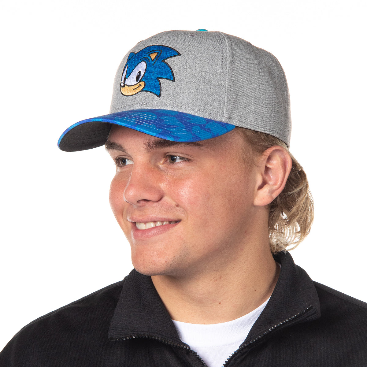Sonic The Hedgehog Embroidered Face Pre-Curved Bill Adjustable Snapback Hat Cap