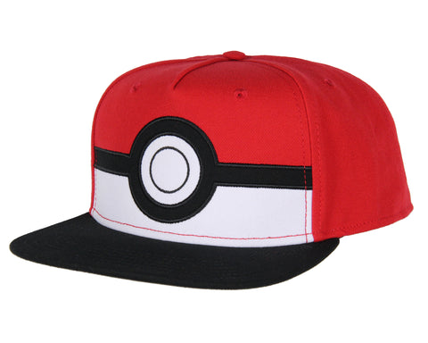 Pokemon Men's Poke Ball Embroidered Logo Flatbill Snapback Hat