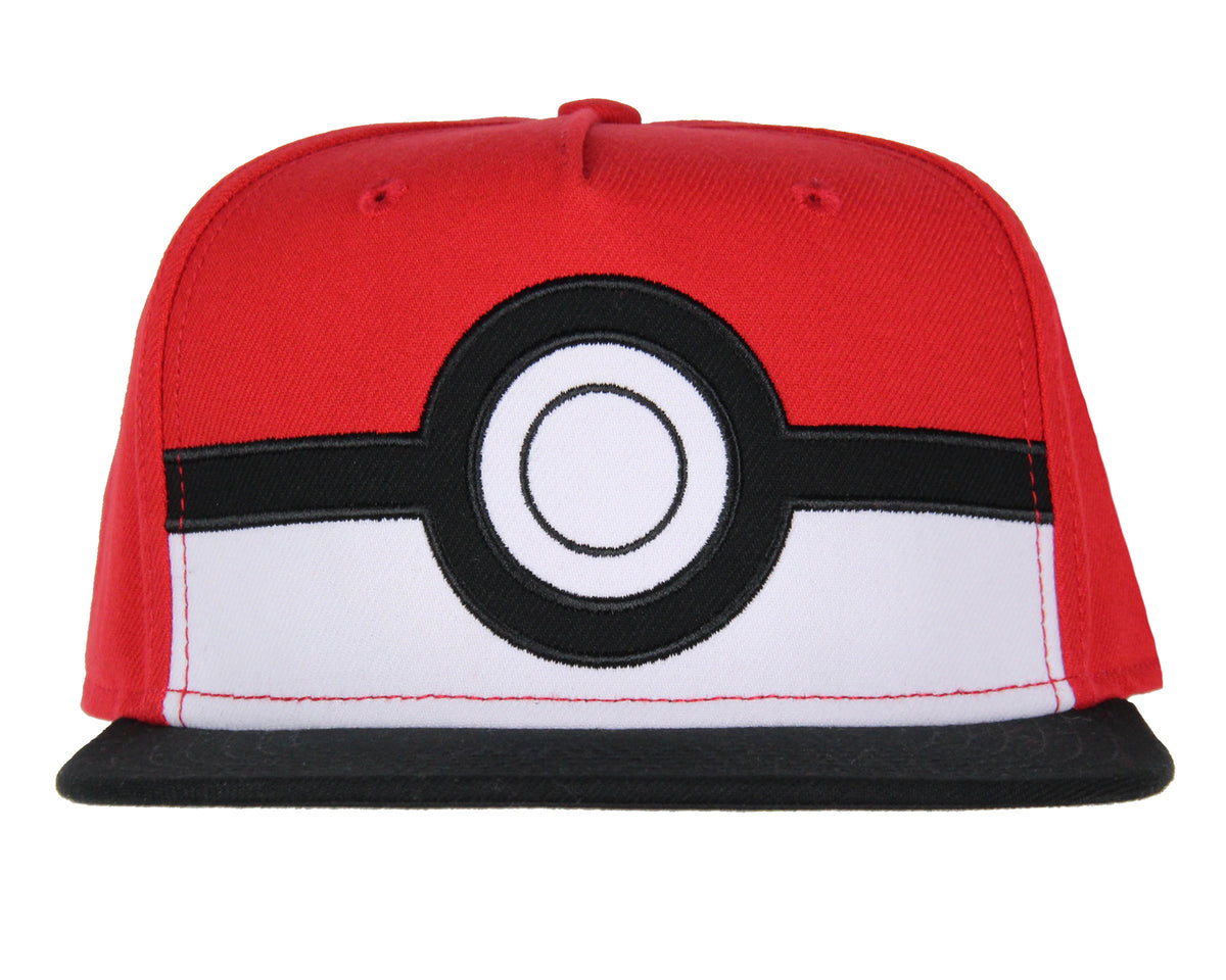 Pokemon Men's Poke Ball Embroidered Logo Flatbill Snapback Hat