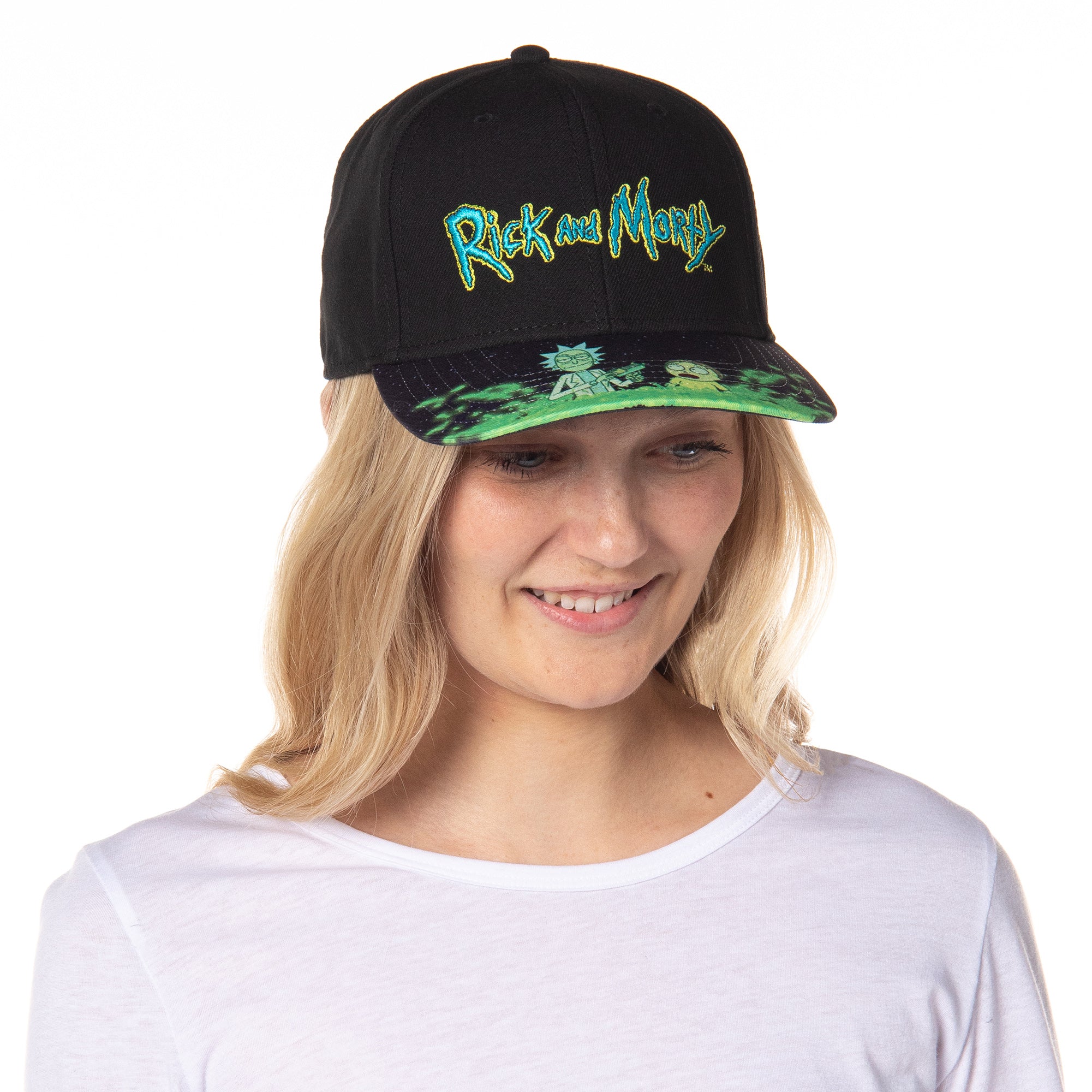 Rick And Morty Portal Time Pre-Curved Bill Adjustable Snapback Hat Cap