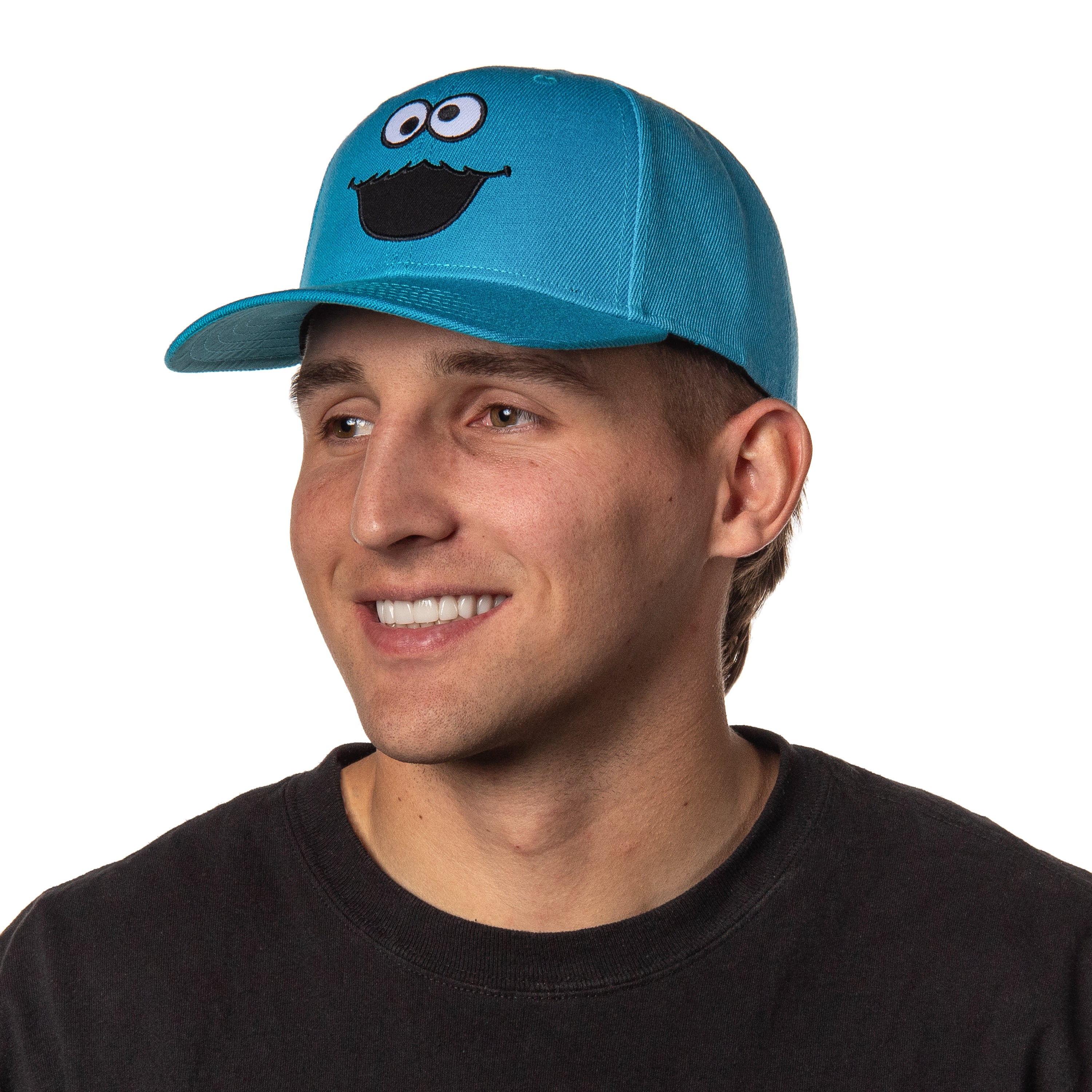 Sesame Street Cookie Monster Mens Snapback Hat Adult Precurve Adjustable Hat Cap