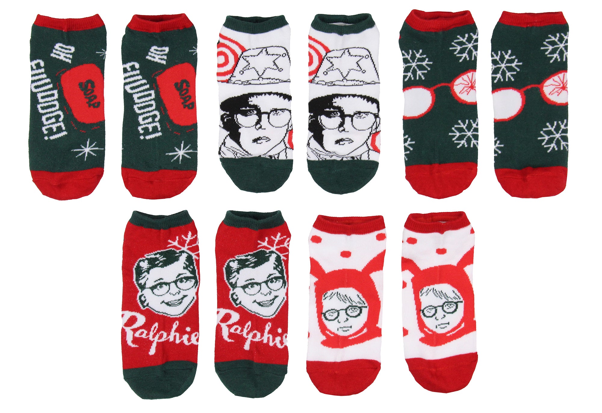 A Christmas Story Ralphie Inspired 5-Pack Ankle No-Show Socks For Men And Women