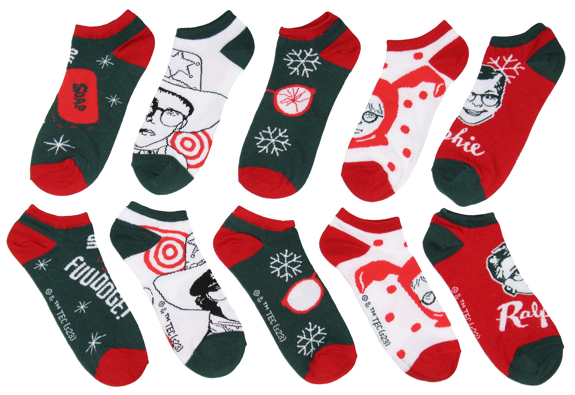A Christmas Story Ralphie Inspired 5-Pack Ankle No-Show Socks For Men And Women
