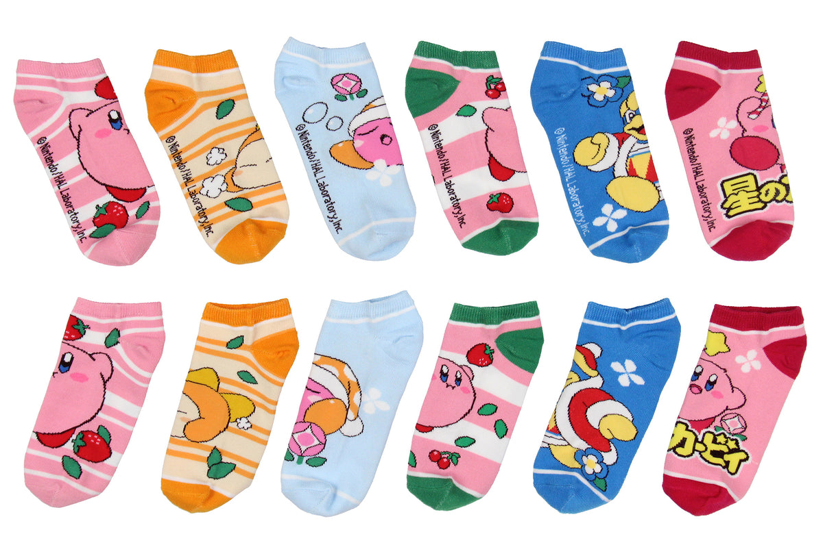 Nintendo Kirby Adult Video Game Assorted Characters 6 Pair Pack Socks Size 9-11
