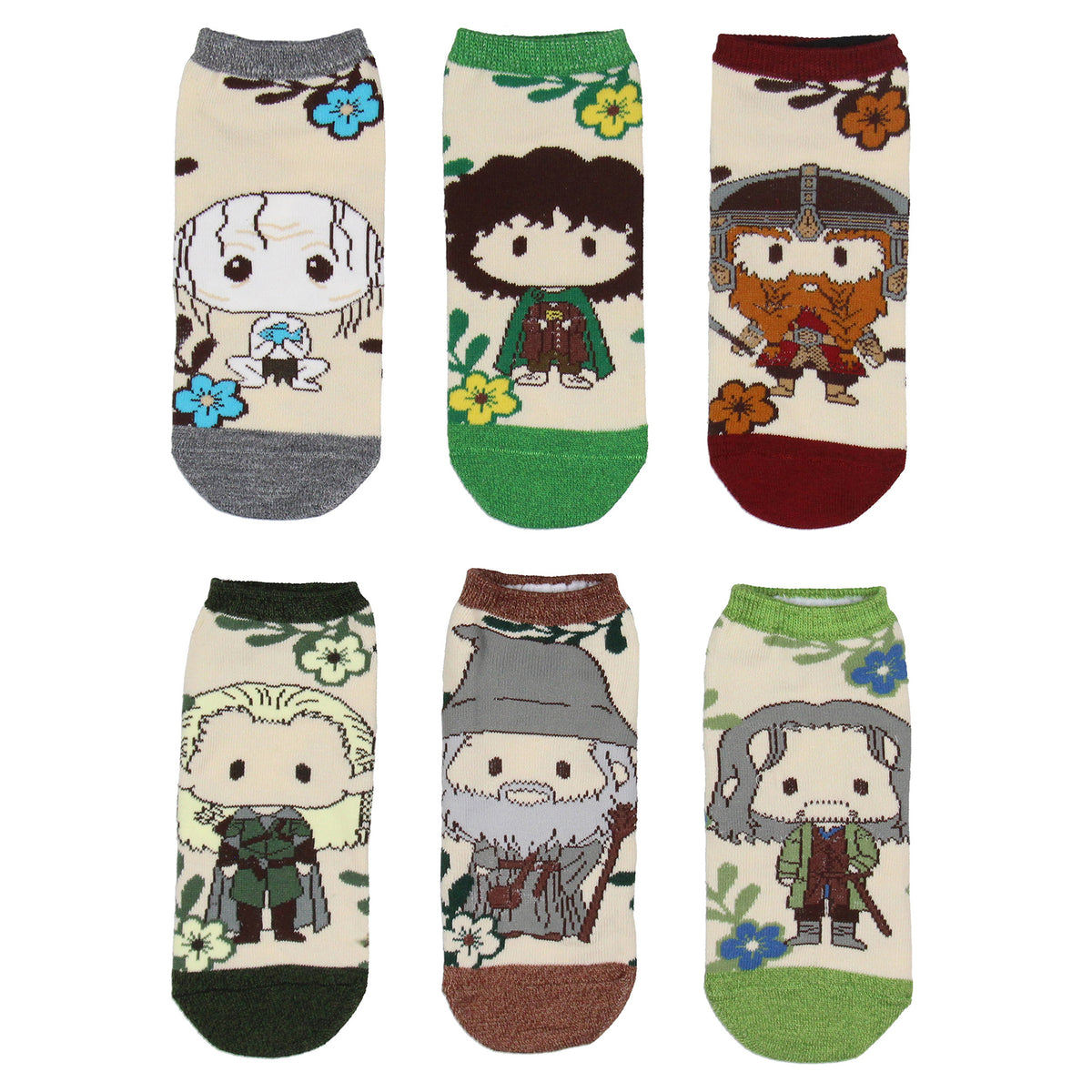 The Lord Of The Rings Adult Earth Tone And Characters Mix And Match Ankle Socks