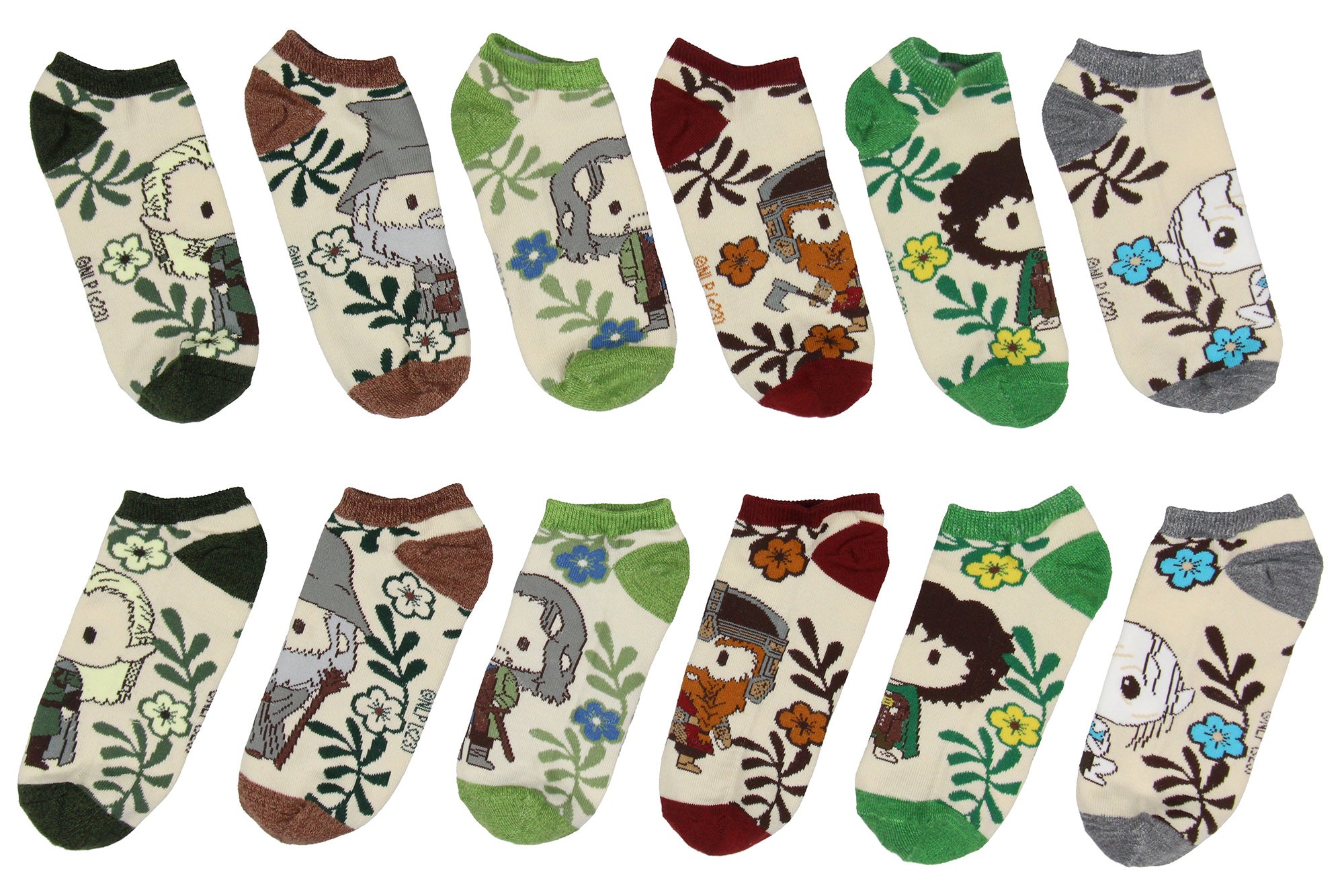 The Lord Of The Rings Adult Earth Tone And Characters Mix And Match Ankle Socks