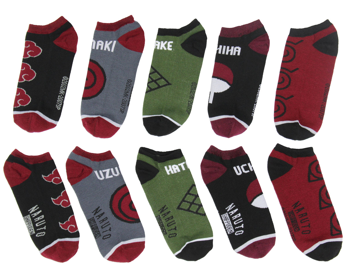 Naruto Shippuden Adult Akatsuki Clan Names Anime No Show Mix And Match Ankle Socks