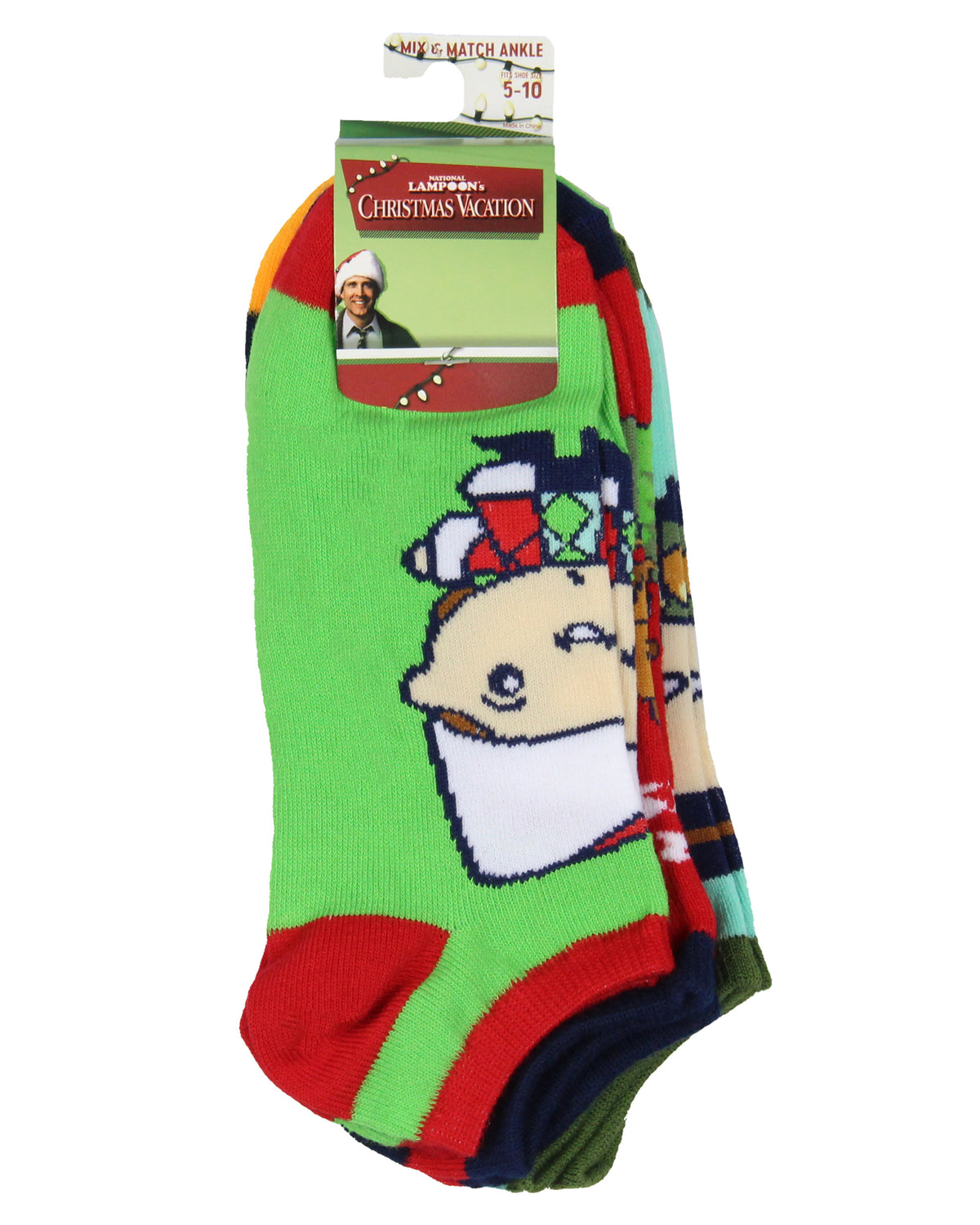 National Lampoon Christmas Vacation Adult Merry Clarksmas 5-Pack No-Show Socks