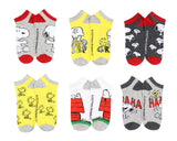 Peanuts Charlie Brown Snoopy And Woodstock No-Show Ankle Socks 6 Pair Pack