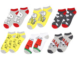 Peanuts Charlie Brown Snoopy And Woodstock No-Show Ankle Socks 6 Pair Pack