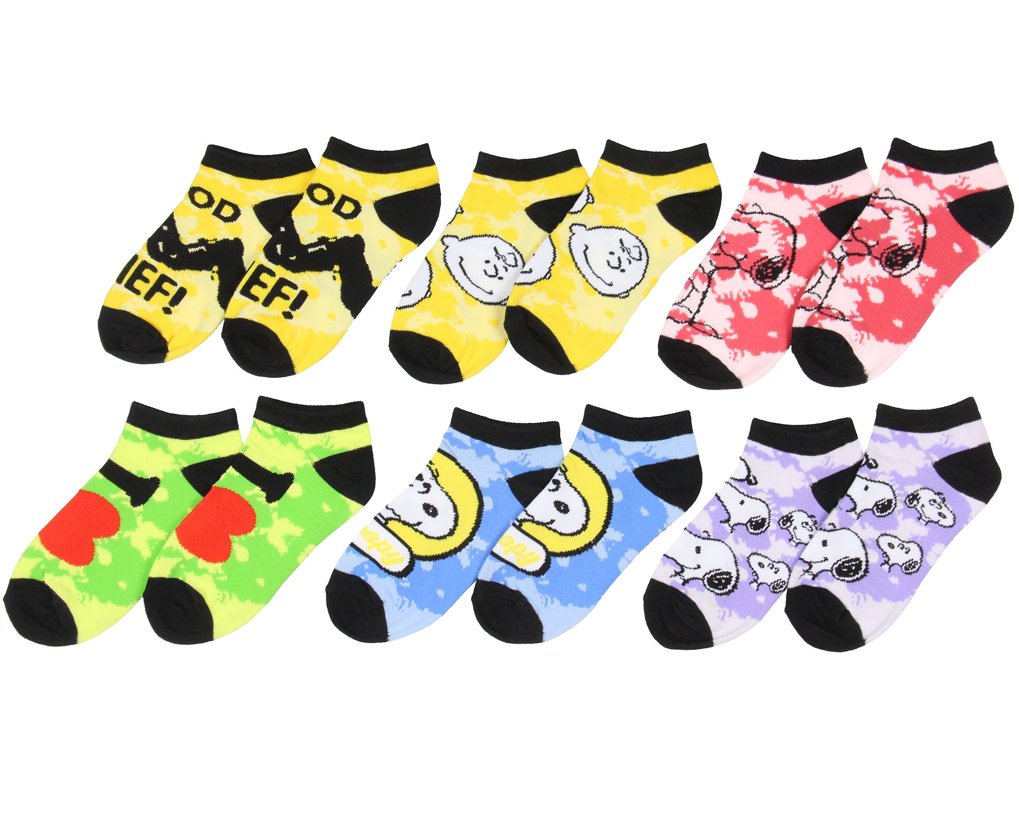 Peanuts Kids Charlie Brown Snoopy And Woodstock Youth Low Cut Ankle Socks 6 Pack