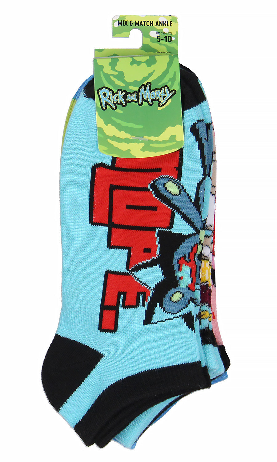 Rick and Morty Men's Mix and Match Ankle No-Show Socks 5 Pair Pack